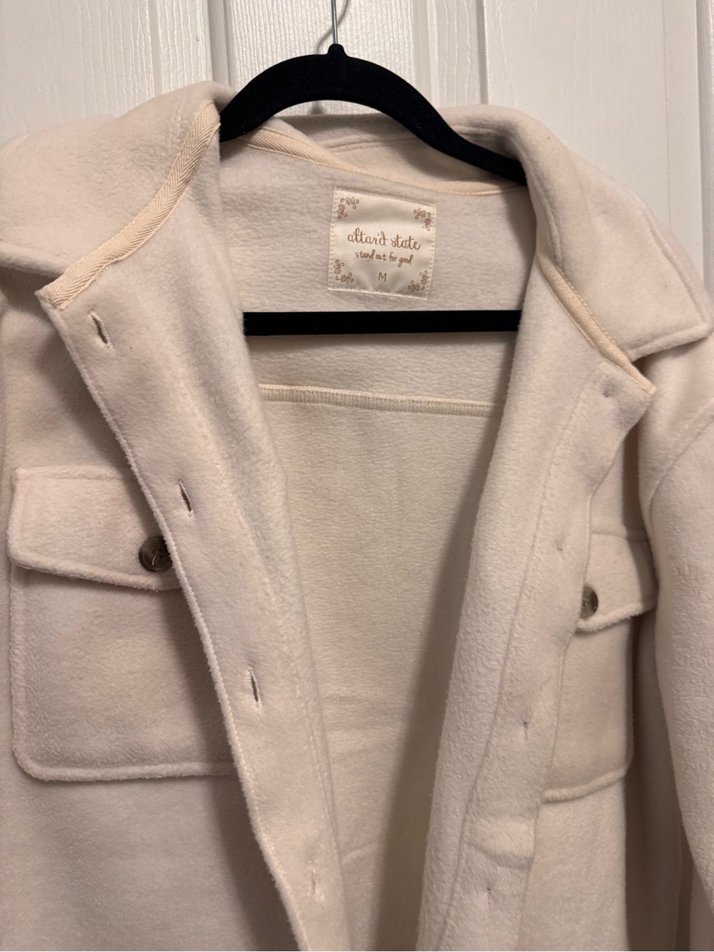 Altar'd State Cream Cropped Button-Front Jacket - Picture 2 of 4